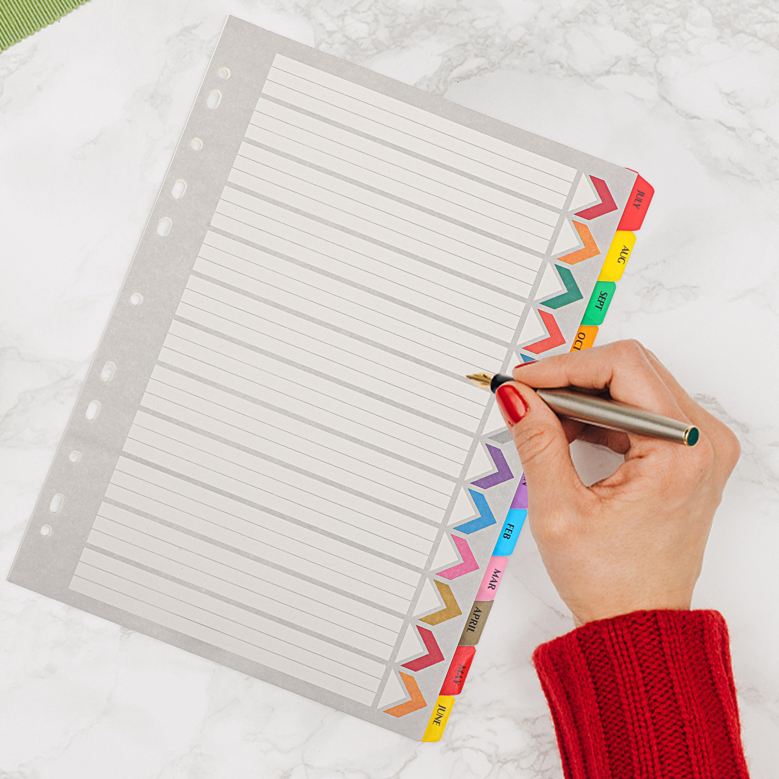 Tab Divider A4 - 12枚入りインデックスバインダーディバイダー、取り外し可能なA4タブ、ノートページセパレーター、レポートや調査用のファイルオーガナイザー