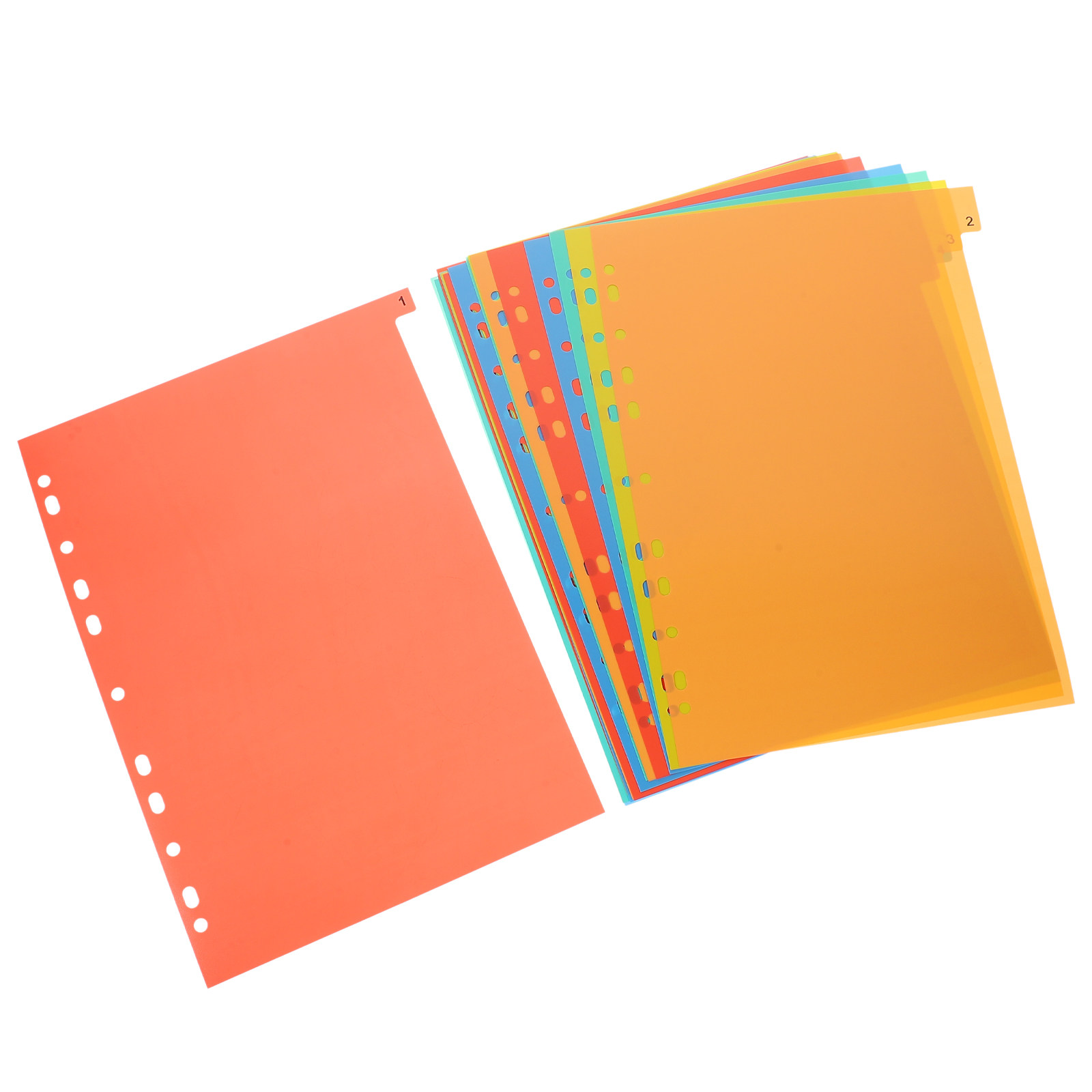 Tab Divider A4 - A4プラスチックバインダーディバイダー（タブ付き）20枚セット、リングバインダー用丈夫なインデックスページディバイダー、文書整理用、オフィス・学校用