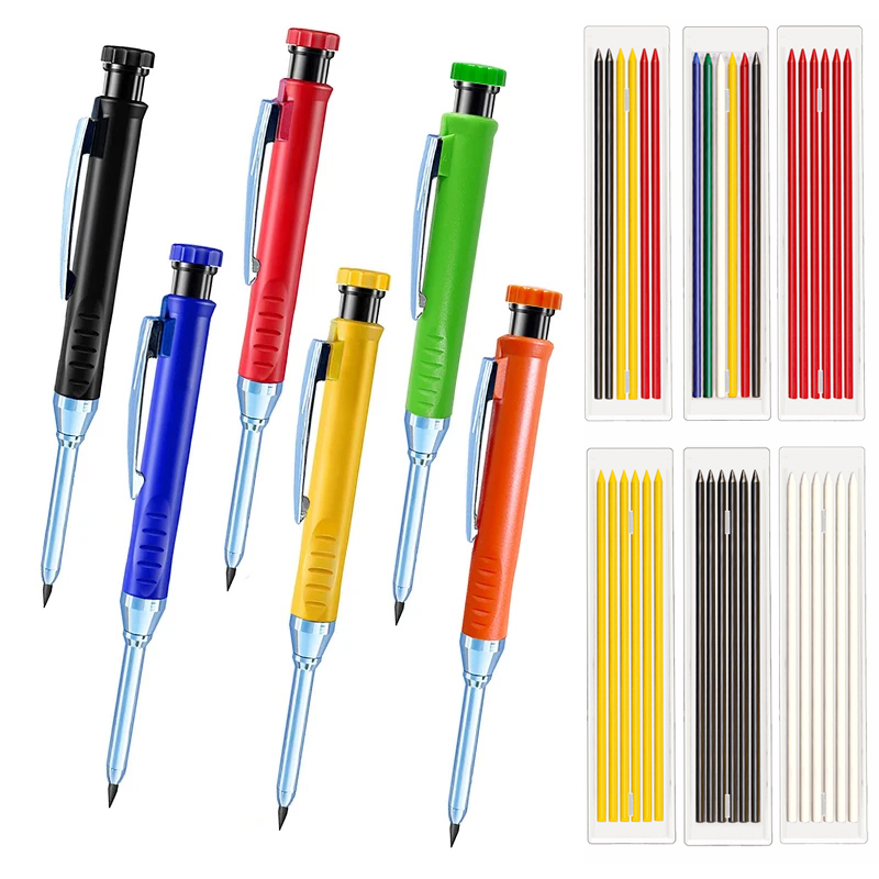 Staedtler Pencil Lumocolor - 6 色木工自動鉛筆 2.8 ミリメートル金属深穴シャープペンシル内蔵削り用スクライビングマーキングツール