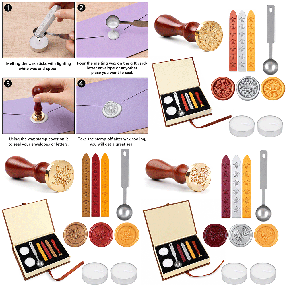 ワイルドフラワー3Dレリーフワックスシールスタンプキット、ヴ - Wax Seal Stamp Set のレビューと価格