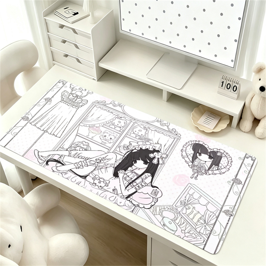 アニメ風レザーマウスパッド ピンクホワイトエンジェル デスク - Leather Desk Pad のレビューと価格