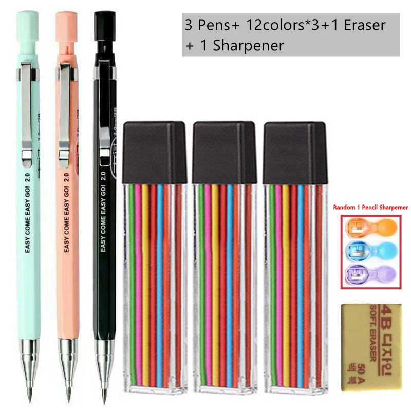 2.0mmシャープペンシルセット、2B黒/カラー芯リフィル付 - Staedtler Pencil Lumocolor のレビューと価格