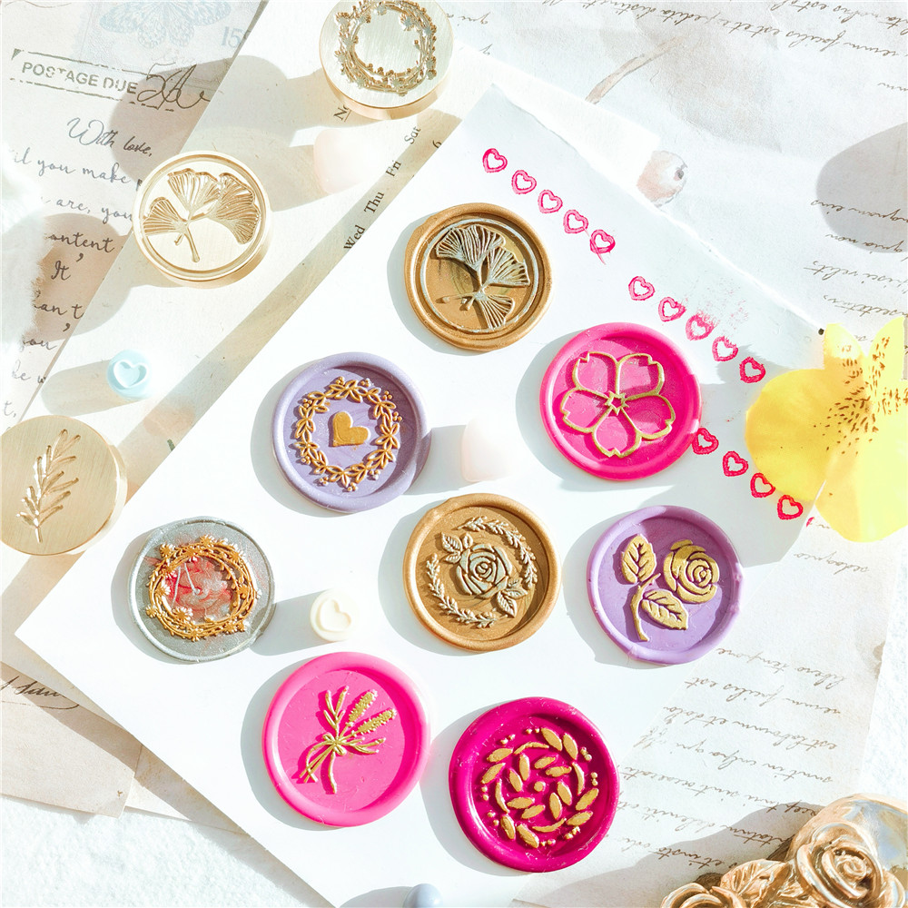 フラワーワックスシールスタンプヘッド、プラントリーフ、ガーラ - Wax Seal Stamp Set のレビューと価格