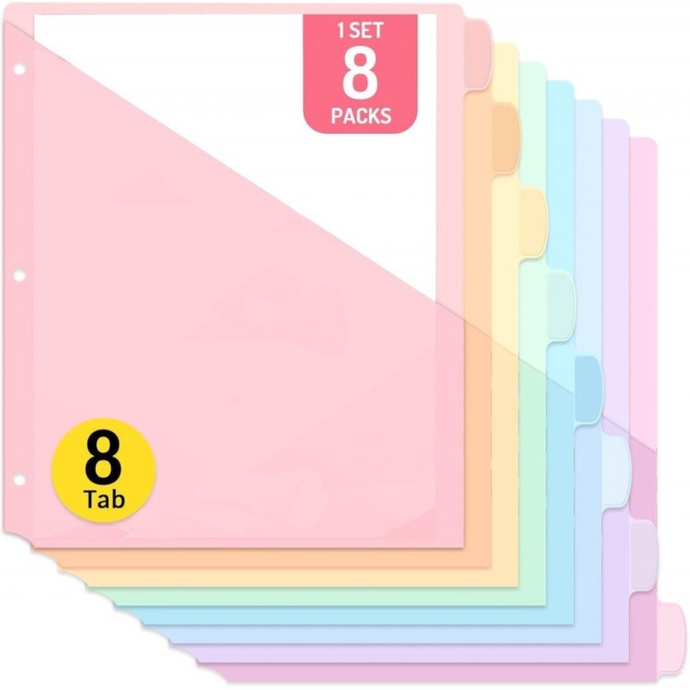 A4パステルバインダーディバイダー8枚、8タブディバイダー、 - Tab Divider A4 のレビューと価格